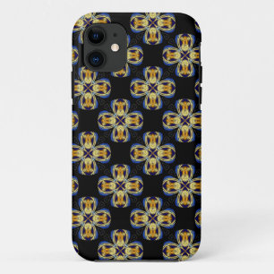Capa Para iPhone 11 Padrão sem fim de estrela dourada azul
