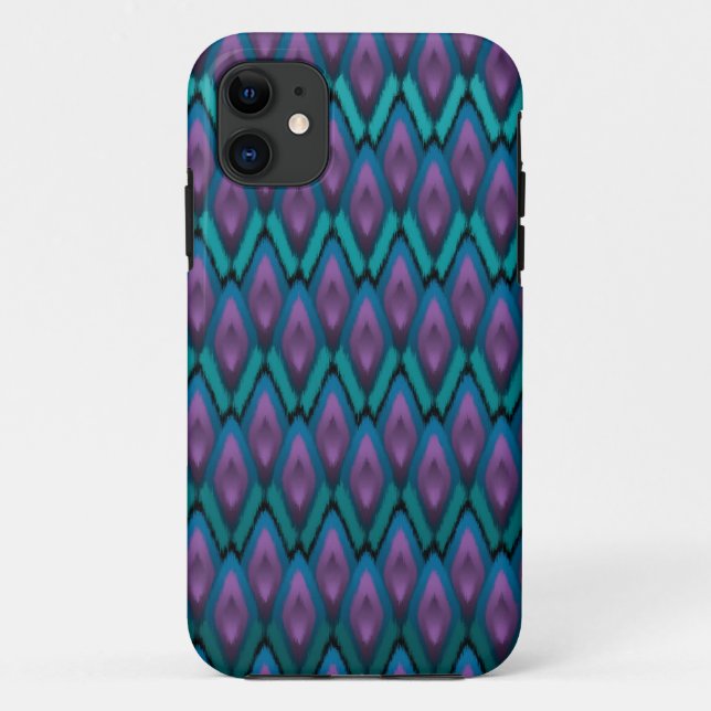 Capa Para iPhone 11 Padrão Tribal Ikat Zigzags e Diamantes (Verso)