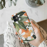 Capa Para iPhone 11 Padrão Tropical Laranja e Flores de Água<br><div class="desc">Padrão Tropical Laranja e Flores de Água</div>