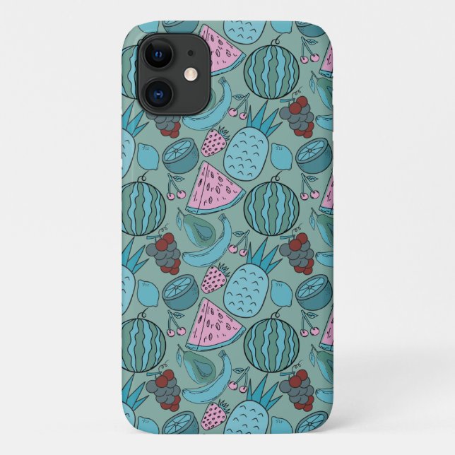 Capa Para iPhone 11 padrão uniforme de fruta | Padrão da superfície da (Verso)