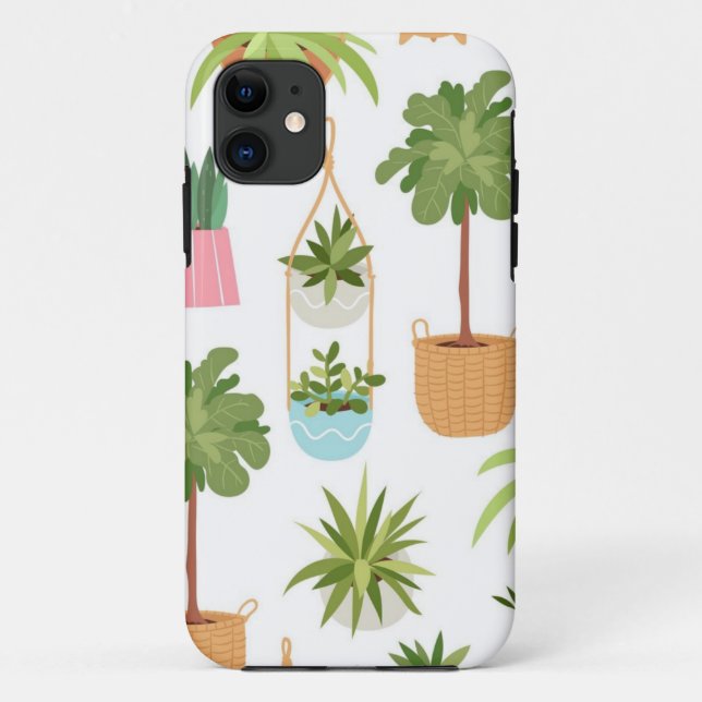 Capa Para iPhone 11 Padrão vegetal (Verso)