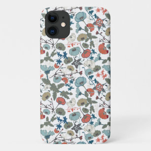 Capa Para iPhone 11 Padrão Verde Azul Laranja Azul Colorido Floral