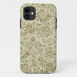 Capa Para iPhone 11 Padrão Verde Sage Floral de Brocado Botânico Toile