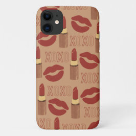 Capa Para iPhone 11 Padrão XOXO e Lipsticks