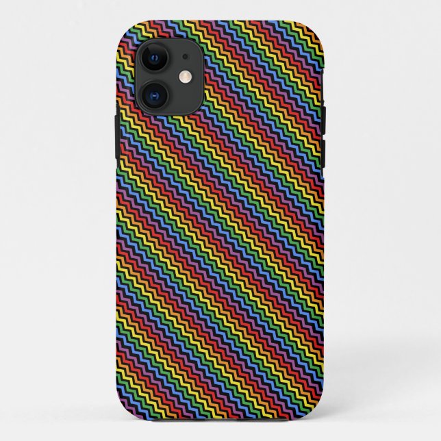 Capa Para iPhone 11 Padrão Zigue-Zague Arco-Íris (Verso)
