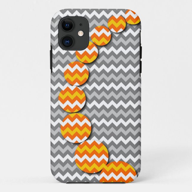 Capa Para iPhone 11 Padrão Zigzag da Cinza Amarela Moderna (Verso)
