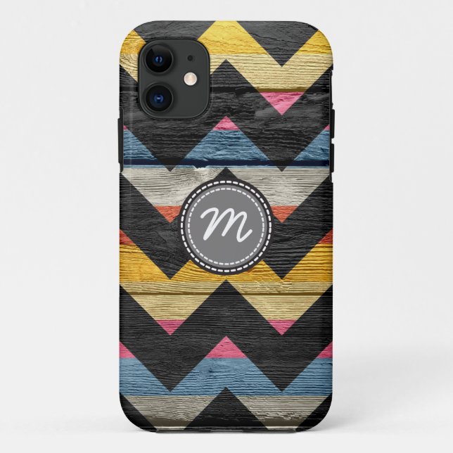 Capa Para iPhone 11 Padrão zigzag do fevron asteca (Verso)