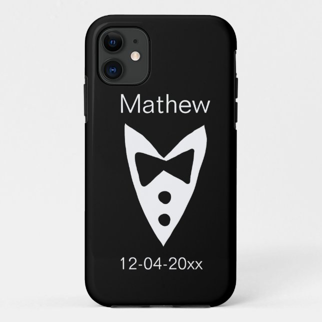 Capa Para iPhone 11 padrinho de casamento adiciona nome ano arco preto (Verso)