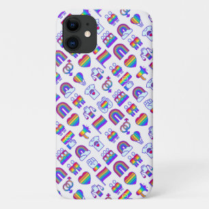 Capa Para iPhone 11 Padrões coloridos do Ícone do Arco-Íris