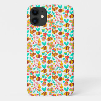 Capa Para iPhone 11 Padrões de insetos coloridos fofos
