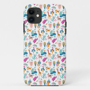 Capa Para iPhone 11 Padrões para a selva e os animais corados