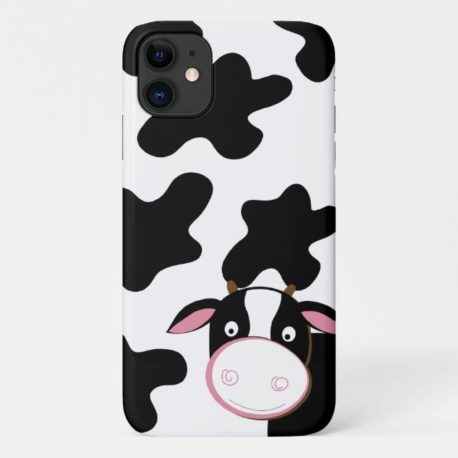 Capa Para iPhone 11 Padrões para vacas brancas negras de vaca leiteira (Verso)