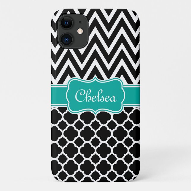 Capa Para iPhone 11 Padrões Pretos de Lata/Cântero Nome do Teto (Verso)