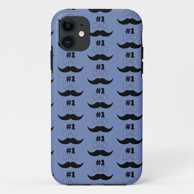Capa Para iPhone 11 pai 1 - bigode azul e preto - Número um (Verso)