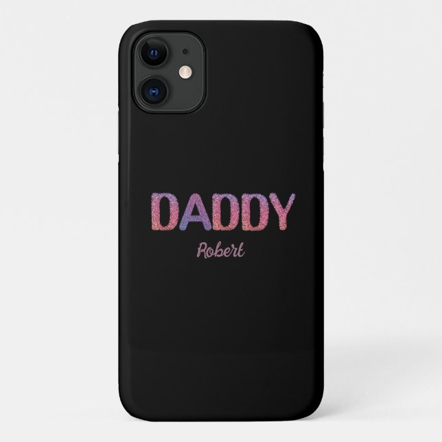 Capa Para iPhone 11 Pai de Nome Personalizado Preto &Roxo (Verso)
