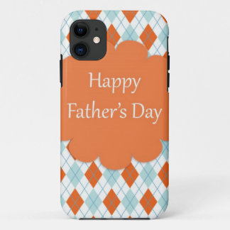 Capa Para iPhone 11 Pai Padrão Laranja Argyle Elegante