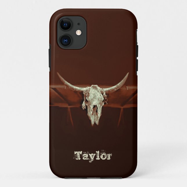 Capa Para iPhone 11 País Russo Marrom - Caveira-Touro Ocidental (Verso)