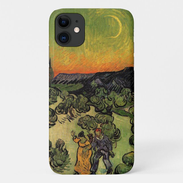 Capa Para iPhone 11 Paisagem ao Luar de Vincent Van Gogh (Verso)