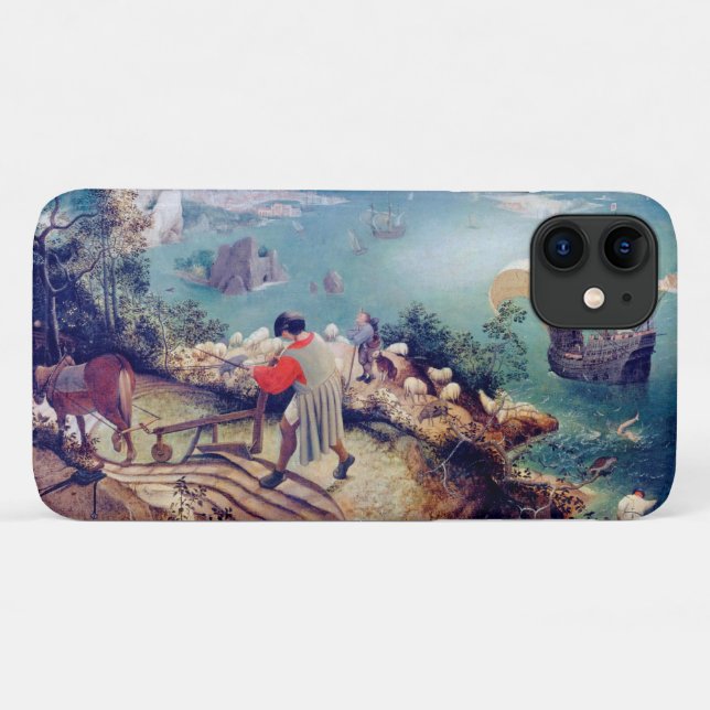 Capa Para iPhone 11 Paisagem com queda de Ícaro, Pieter Bruegel (Verso (horizontal))