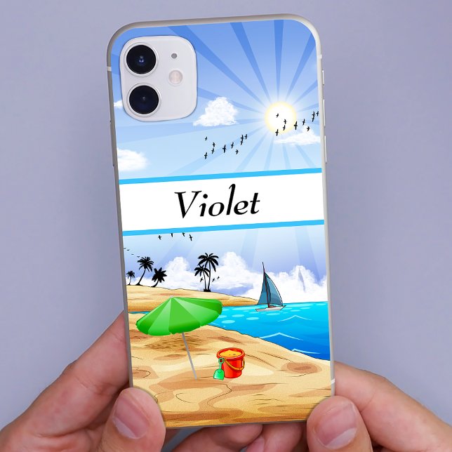 Capa Para iPhone 11 Paisagem da Praia Ensolarada Personalizada (Criador carregado)