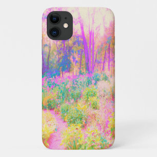 Capa Para iPhone 11 Paisagem de Jardim Iluminado Rosa e Coral