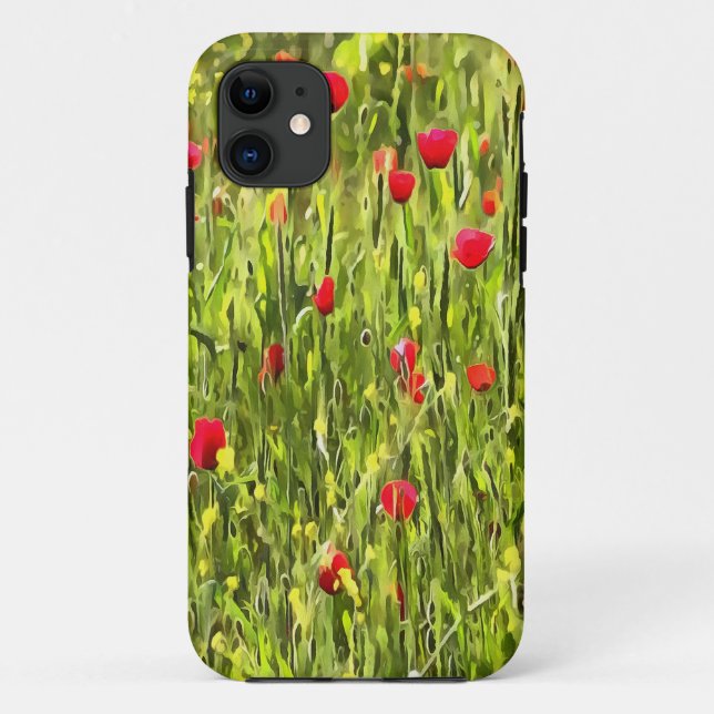 Capa Para iPhone 11 Paisagem de Popia de Prado Artístico (Verso)