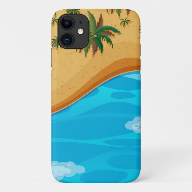 Capa Para iPhone 11 Paisagem de praia (Verso)
