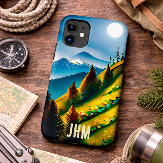 Capa Para iPhone 11 Paisagem Montanhosa com Lua Cheia  (Criador carregado)
