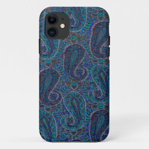 Capa Para iPhone 11 Paisley Blue Indian Boho Art Pattern
