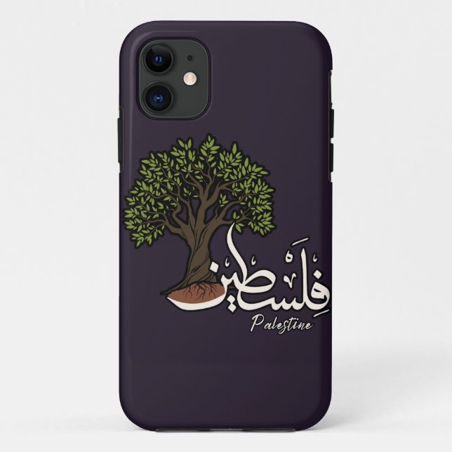 Capa Para iPhone 11 Palavra Árabe Palestina com Árvore Oleícola Palest (Verso)