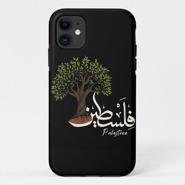 Capa Para iPhone 11 Palavra Árabe Palestina com Árvore Oleícola Palest (Verso)