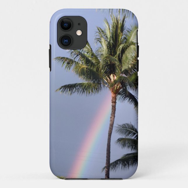 Capa Para iPhone 11 Palm Trees e Arco-Íris (Verso)