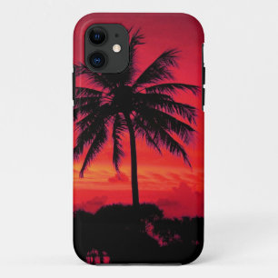 Capa Para iPhone 11 Palmeiras Exóticas Vermelhas Havaianas Sunset