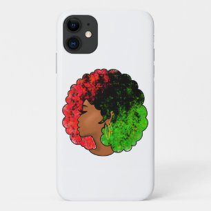 Capa Para iPhone 11 Pan-africana menina mulher negra verde vermelho or