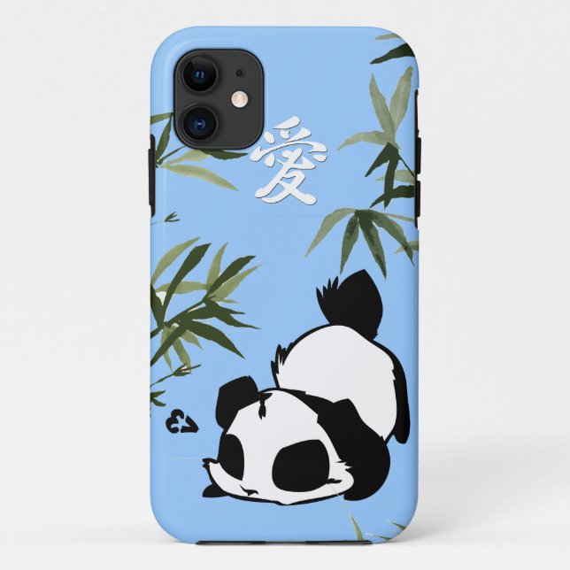 Capa Para iPhone 11 Panda Chinesa "Amor" com Bamboos (Verso)