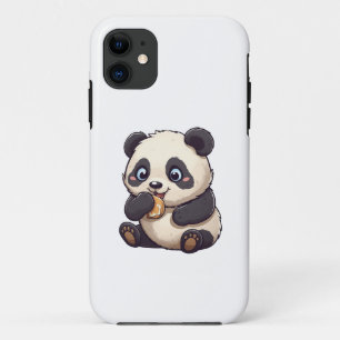 Capa Para iPhone 11 Panda comendo um biscoito