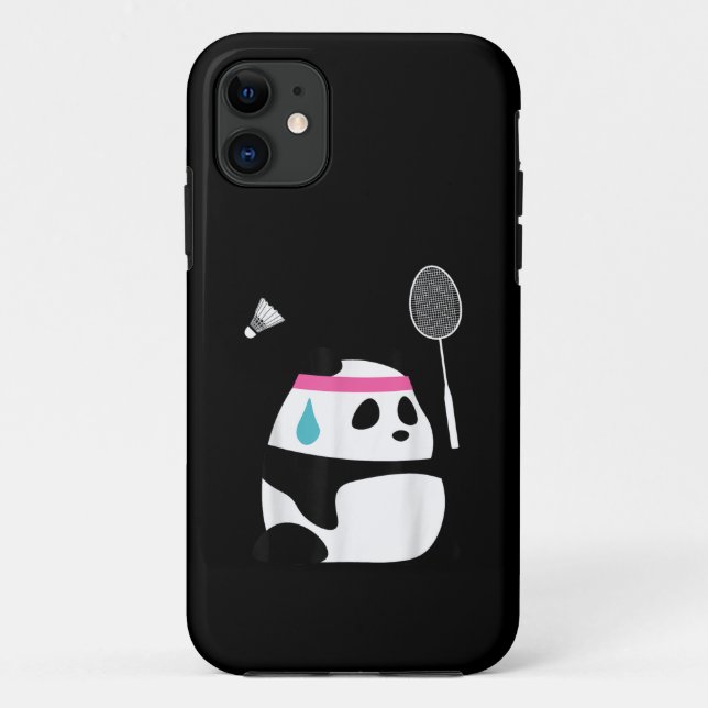 Capa Para iPhone 11 Panda de badminton exausto engraçado fofo (Verso)