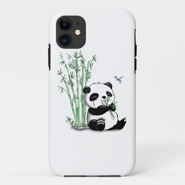 Capa Para iPhone 11 Panda que come o bambu (Verso)