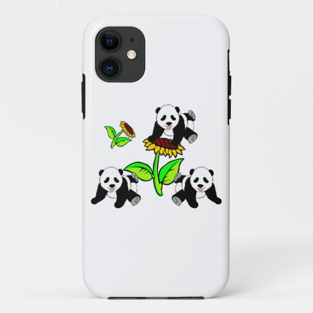 Capa Para iPhone 11 Pandas do girassol (Verso)