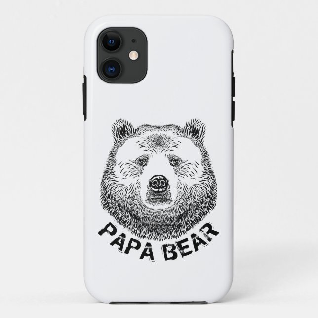 Capa Para iPhone 11 Papá Urso, Ilustração Desenhada À Mão (Verso)