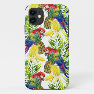 Capa Para iPhone 11 Papagaios E Frutas Tropicais