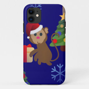 Capa Para iPhone 11 papai noel de natal, macaco emoji
