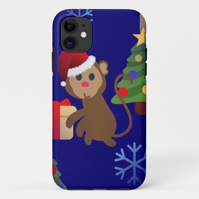 Capa Para iPhone 11 papai noel de natal, macaco emoji (Verso)
