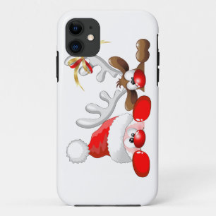 Capa Para iPhone 11 Papai noel e iPhone engraçados dos desenhos