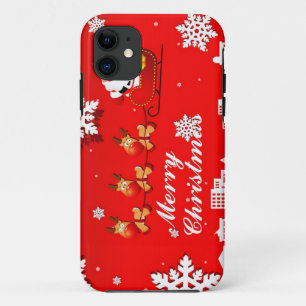 Capa Para iPhone 11 Papai noel e Natal da rena