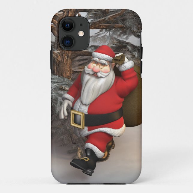 Capa Para iPhone 11 Papai Noel na Floresta (Verso)