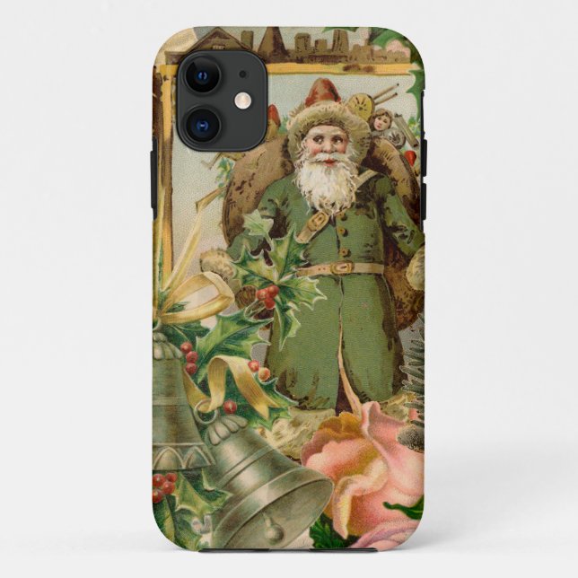 Capa Para iPhone 11 Papai Noel Natal Antiquado Bela Arte (Verso)