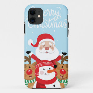 Capa Para iPhone 11 Papai Noel, veado e bonitão
