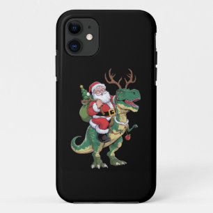 Capa Para iPhone 11 Papais noeis Andando Dinossauro T-Rex Na Praça Nat