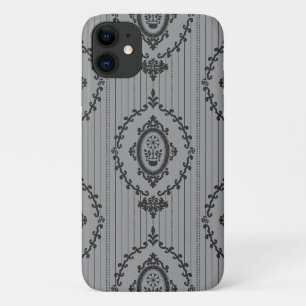 Capa Para iPhone 11 Papel de Parede Barroco Cinza